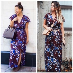 Banana republic plum floral maxi long dress